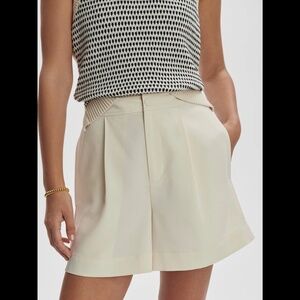 Varley Mariya Cream High-Waist Pleated Shorts
